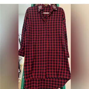 Zara Red and Black Checkered High Low Dress